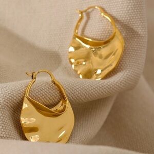 ⭐️new 18K Gold Plated Unique Hoop Earrings